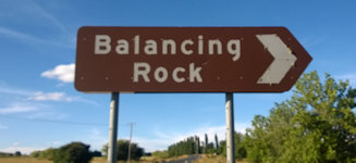 Brown sign for Balancing Rock