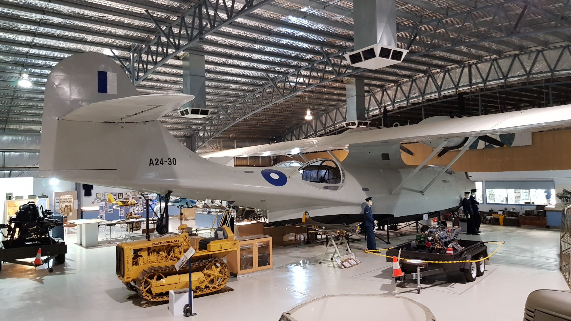Catalina A24-30 flying boat in The Lake Boga Flying Boat Museum at Lake Boga south of Swan Hill, The Catalina is the star exhibit from World War Two. The original hidden communications bunker is onsite which the museum used to be contained in