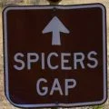 Brown sign for Spicers Gap