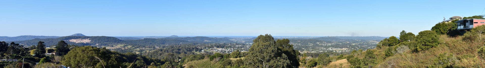 Panorama view from Kanyana Park, looking over Nambour through to the coast