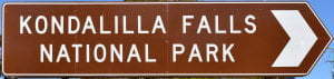 Brown sign for Kondalilla Falls National Park
