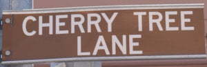 Brown sign for Cherry Tree Lane