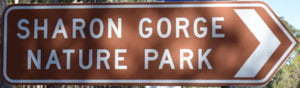 Brown sign for Sharon Gorge Nature Park