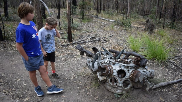 An aircraft engine, from the Beautiful Betsy crash site at Kroombit Tops National Park