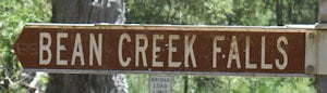 Brown sign for Bean Creek Falls