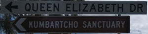 Brown sign for Kumbartcho Sanctuary