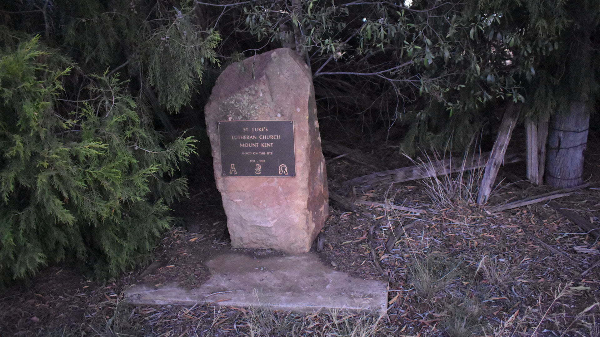 Monument for the original Lutheran Church site, west of Nobby
