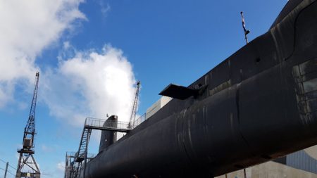 HMAS Oberon in dry dock at the Fremantle Maritime Museum, an Oberon class submarine