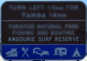 Brown sign for Angourie Surf Reserve