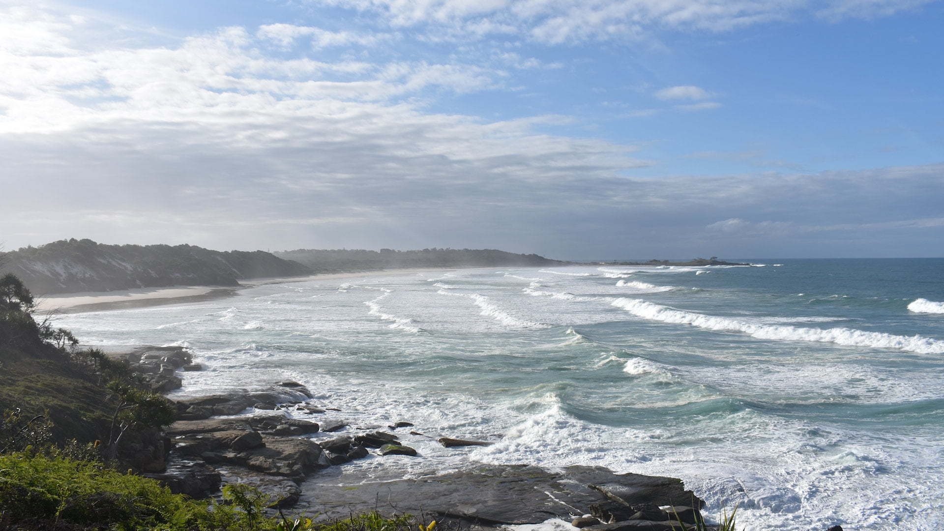 Angourie Back Beach and Angourie Point in the distance in Yuraygir National Park