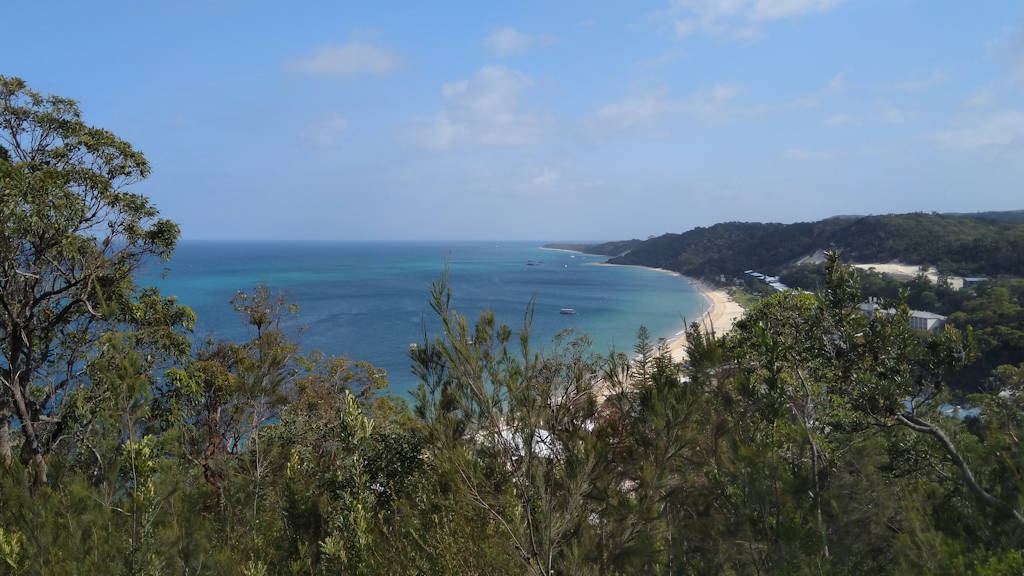View on the Desert bushwalking trail looking back towards Tangalooma Beach