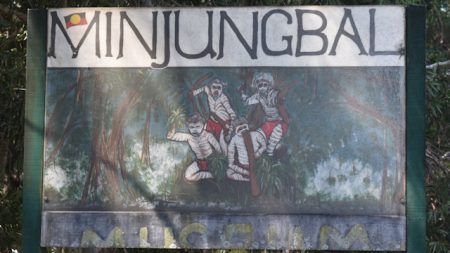 Minjungbal Aboriginal Museum entry sign