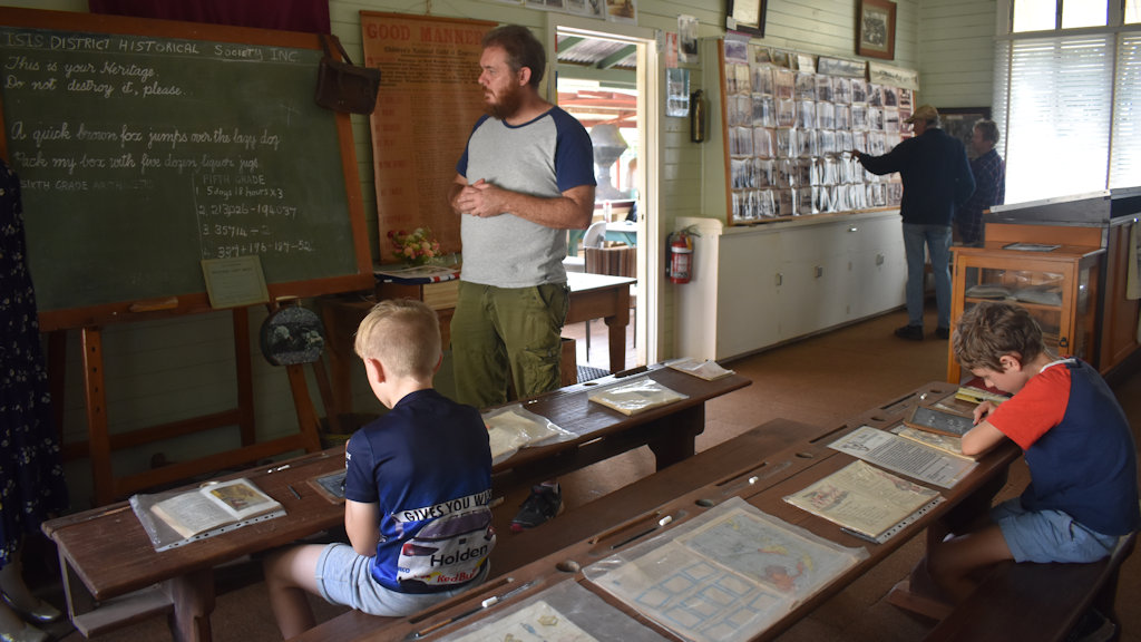 School room with chalkboard at the Childers Historical Complex
