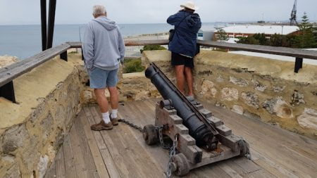 Cannon on top of the cliffs at the Round House in Fremantle