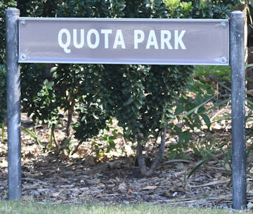 Brown sign for Quota Park