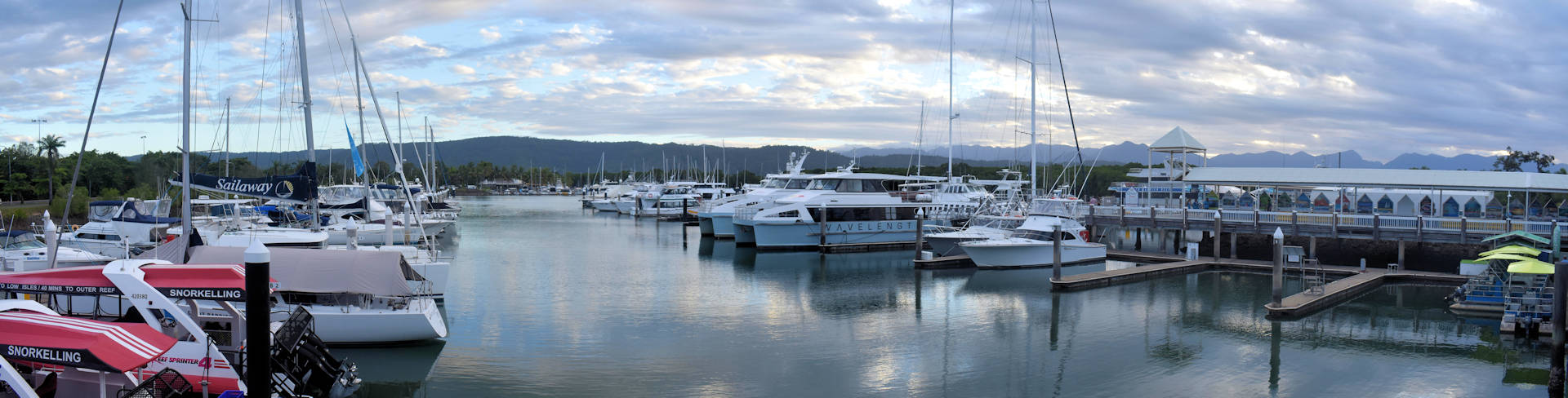 Looking over the marina at Port Douglas from Hemingway's Brewery