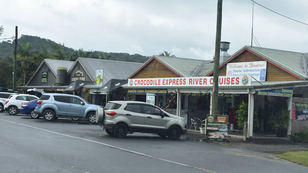 Shops in the main street of a Queensland town, Daintree Village