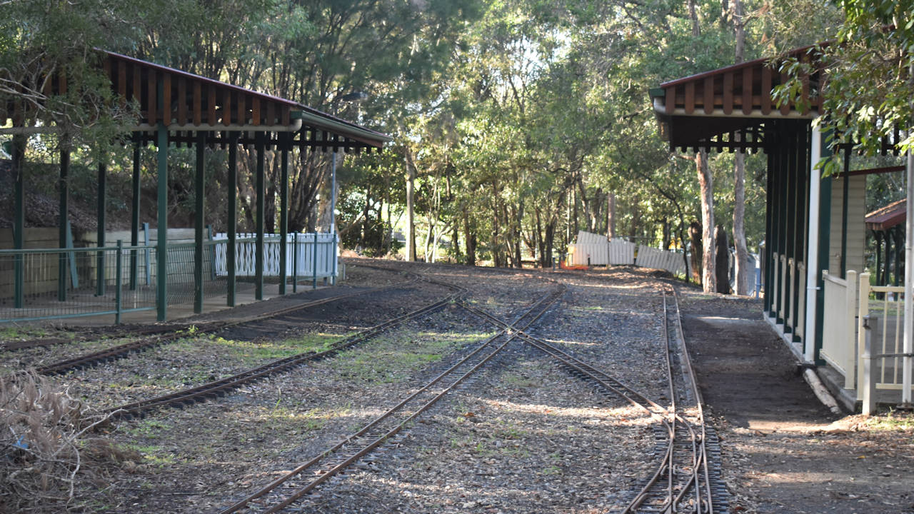 Tracks at the model train rides at Wynnum, Brisbane Bayside Steam Railway