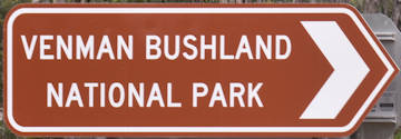 Brown sign for Venman Bushland National Park