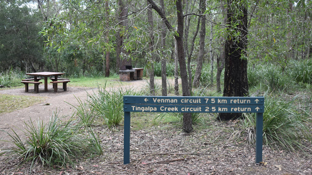 Venman Bushland National Park trail signs and picnic area