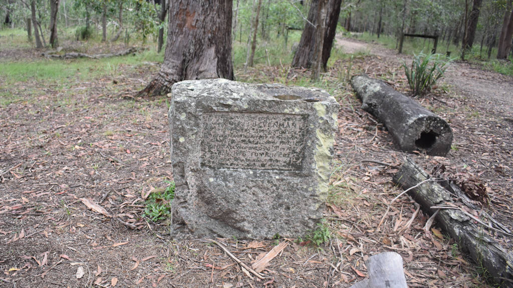 Stone with inscription of Venman Bushland National Park