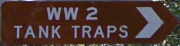 Brown sign for WW2 Tank Traps
