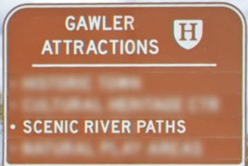 Brown sign for Gawler Attractions, Scenic River Paths