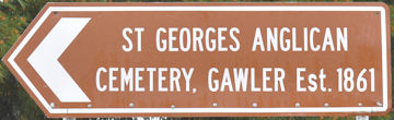 Brown sign for St George Anglican Cemetery Gawler est 1861