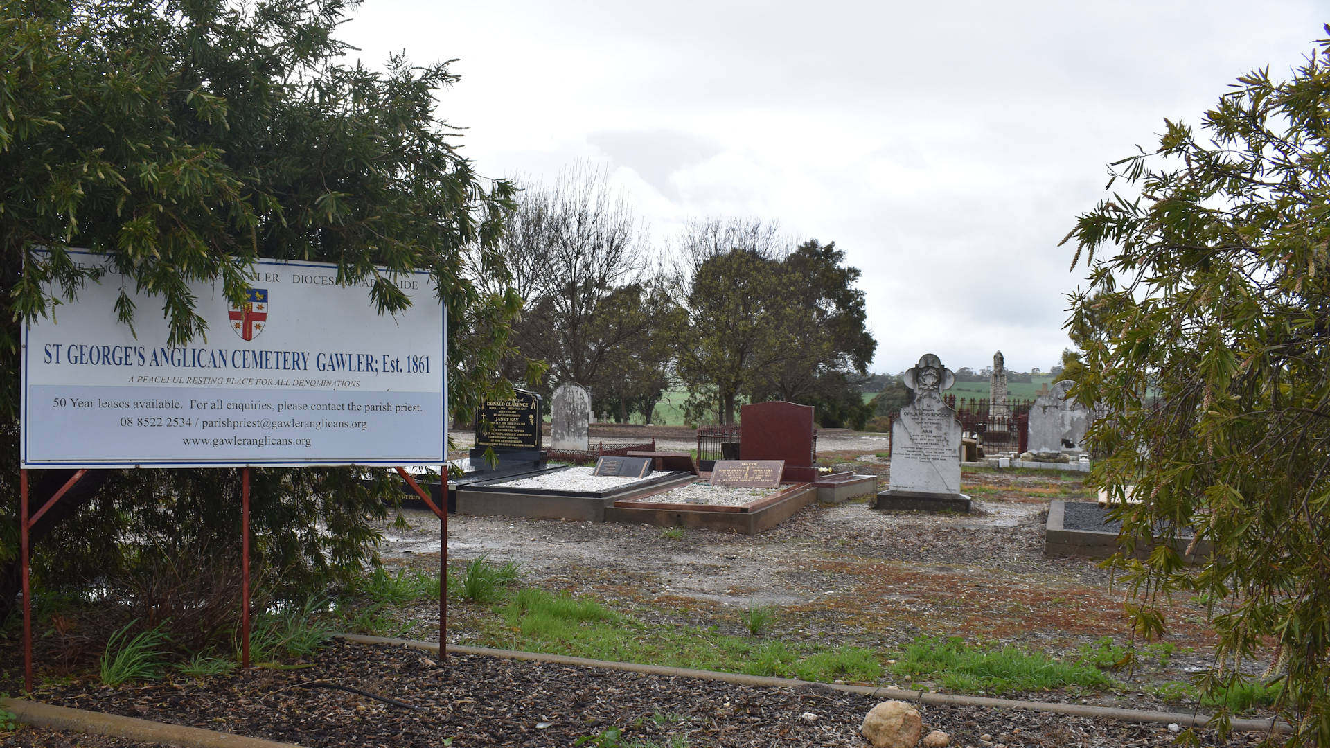 Front of the St George Anglican Cemetery in Gawler, established 1861