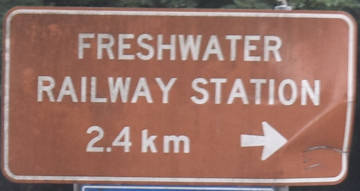 Brown sign for Freshwater Railway Station