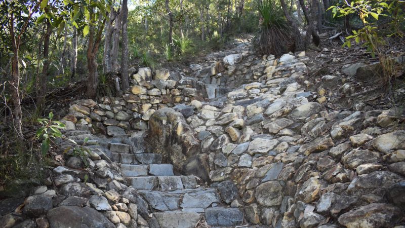 Trail becomes a zigzag stairway