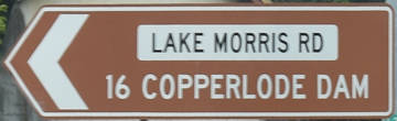 Brown sign for Copperlode Dam