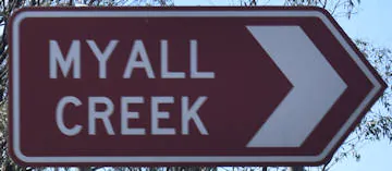 Brown sign for Myall Creek