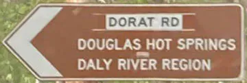 Brown sign for Douglas Hot Springs and Daly River Region