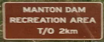 Brown sign for Manton Dam Recreation Area