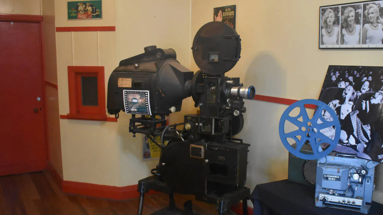 Old carbon arc movie projector used for over 50 years at the Majestic Theatre in Malanda